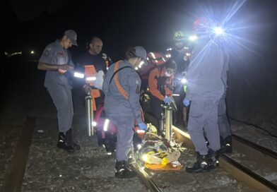 Rapaz é socorrido em estado gravíssimo na linha férrea